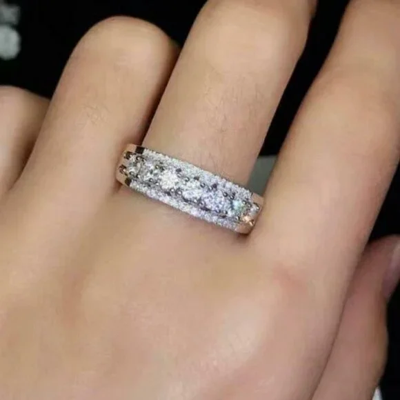 ✨Eternity Anillos Shiny Round CZ Trendy 925 Silver Plated Fashion Ring,U… - Picture 6 of 6